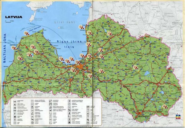 Карта Латвии с городами подробная