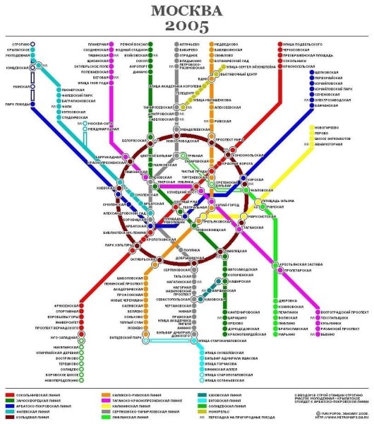 Схема линий Московского метрополитена 2021