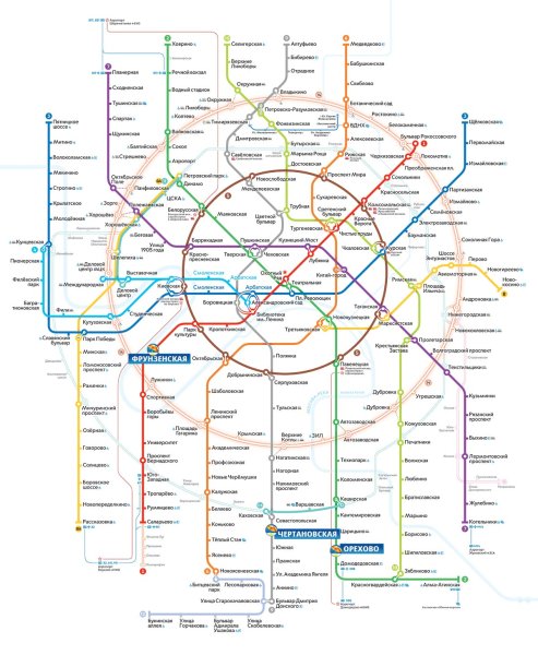 Карта Москвы со станциями метро