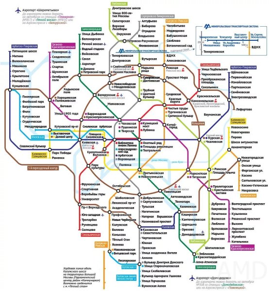 Схема Московского метрополитена 2019