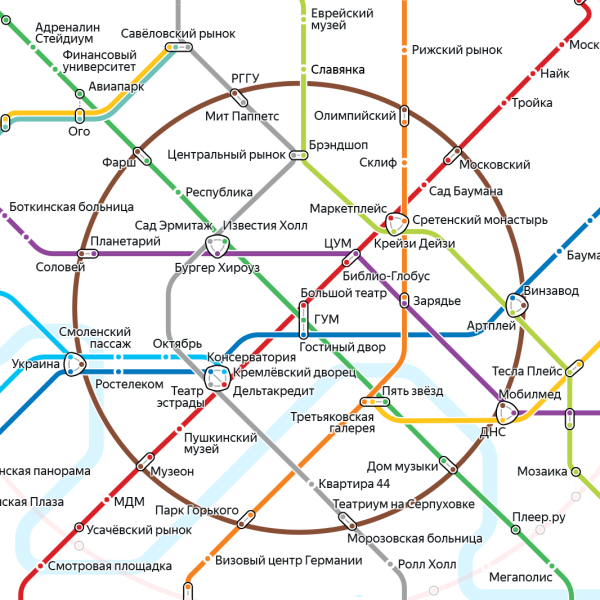 Карта Москвы со станциями метро