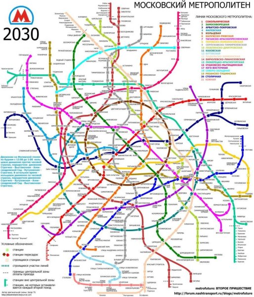 Схема метрополитена на карте Москвы