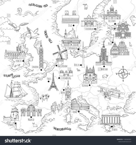 Карта Европы рисунок