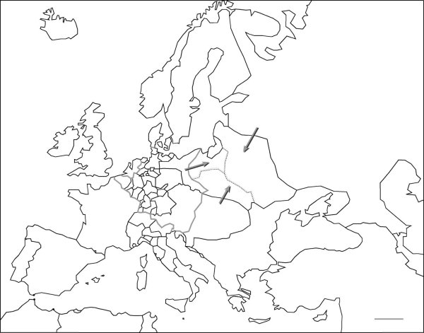 Контурная карта Европы 1939 года