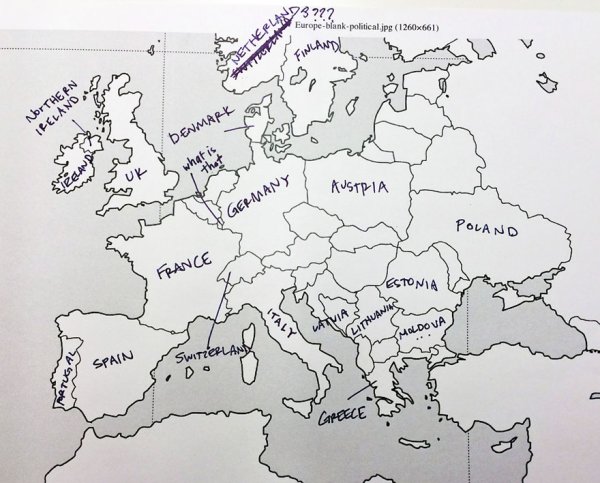 Контурная карта Европы со странами