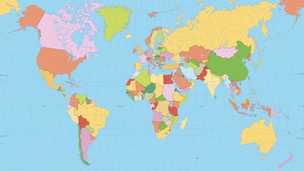 Карта мира политическая без названий государств