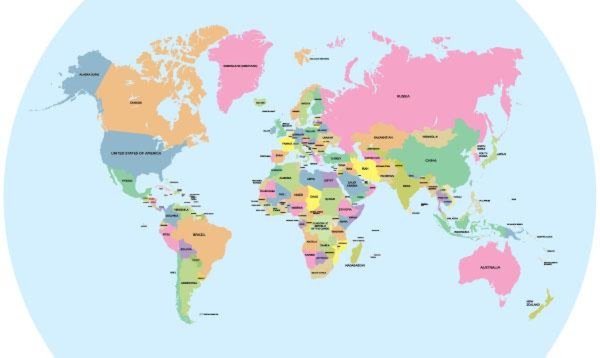 Политическая карта мира разноцветная