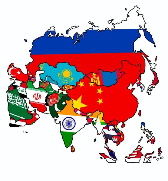 Карта Азии с флагами стран