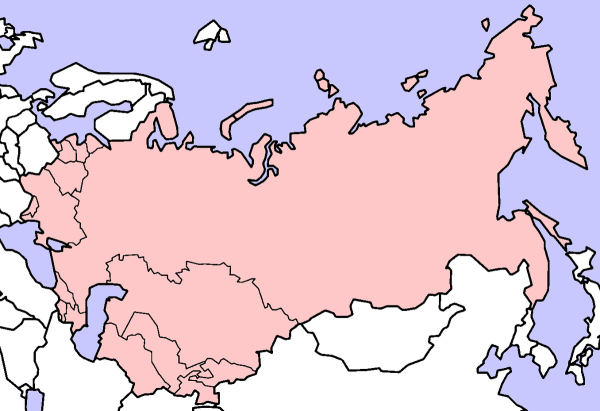 Карта СССР С республиками белая