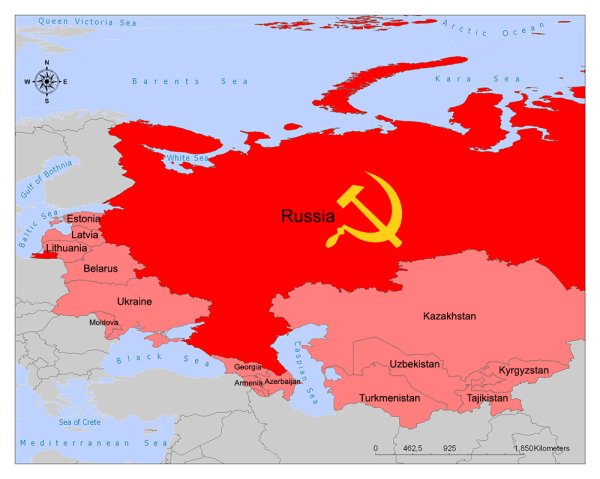 Карта СССР до распада