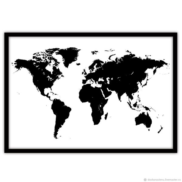 Карта мира черно белая