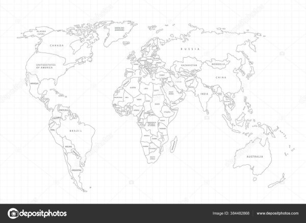 Карта контурная политическая мира все страны