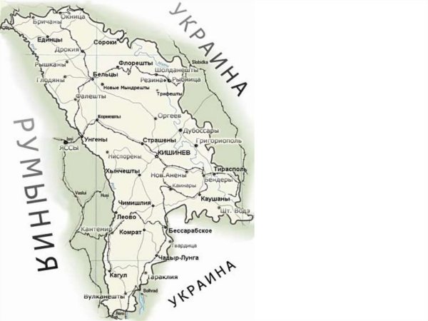 Карта Молдавии с городами и селами