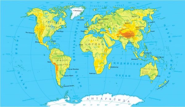 Карта мира материки океаны моря с названиями