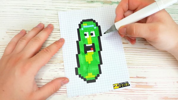 Рисование по клеточкам огурец