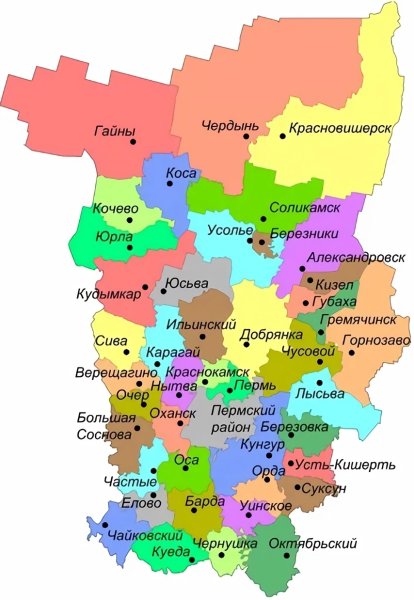 Карта Пермского края