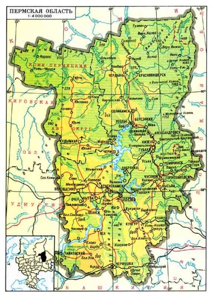 Карта Пермского края контур
