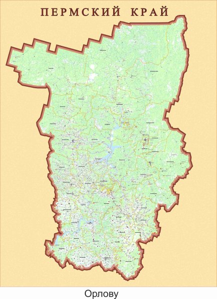 Контурная карта Пермского края рельеф
