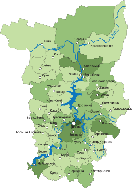 Карта рельефа Пермского края