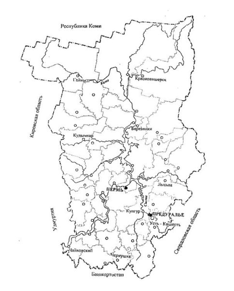 Карта Пермского края по районам