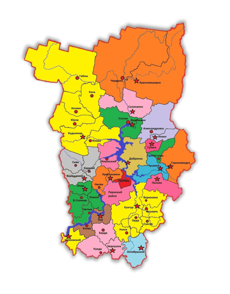 Контурная карта Пермского края