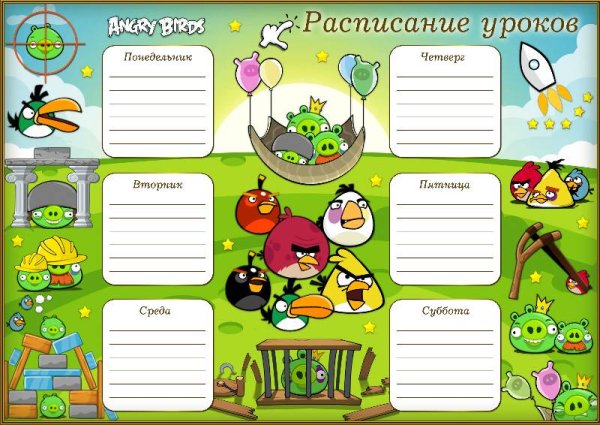 Расписание уроков Энгри бердз