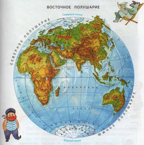 Карта восточного полушария земли