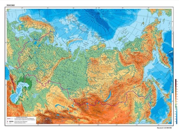 Карта рельефа России