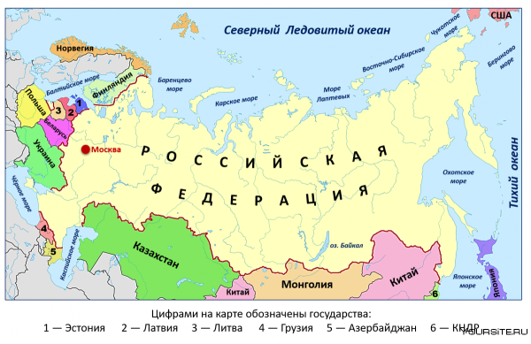 Карта России и соседних стран