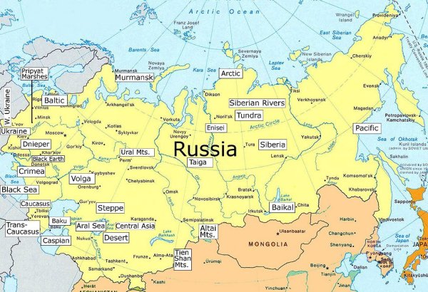 Карта России на английском языке