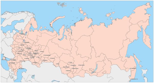 Карта России с Крымом географическая крупная