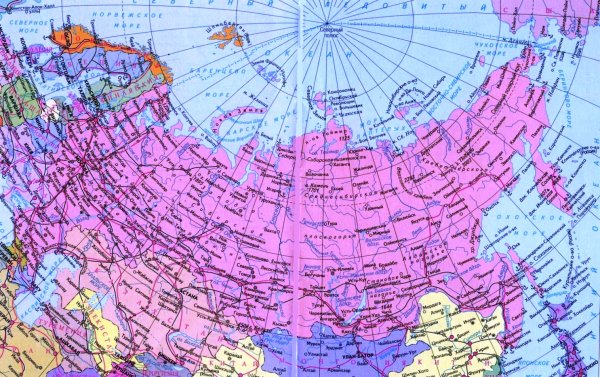 Карта России географическая крупная с городами