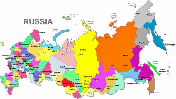 Карта России с городами и областями