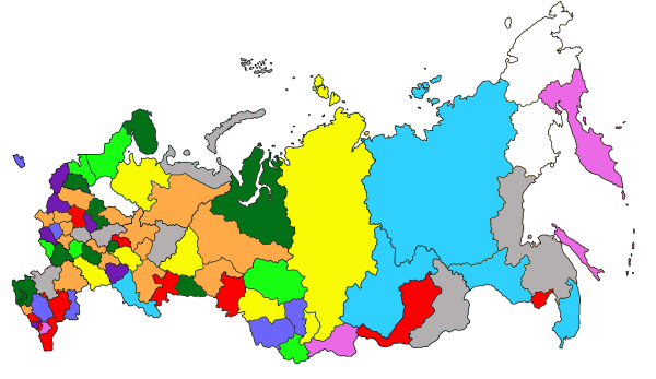 Карта России с областями без названий
