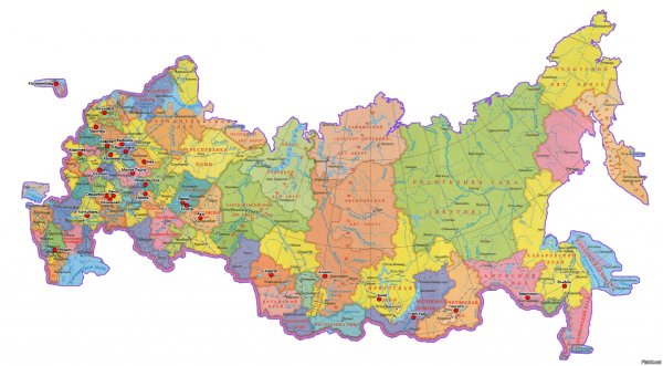 Карта России с областными городами