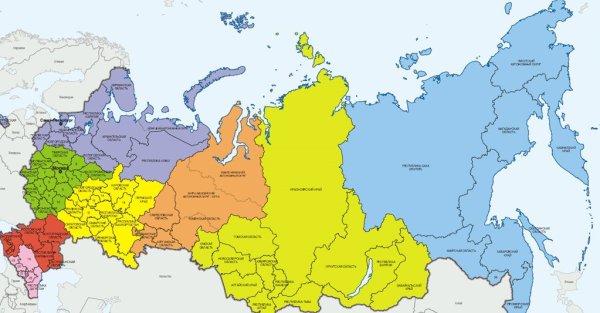 Границы субъектов РФ на карте