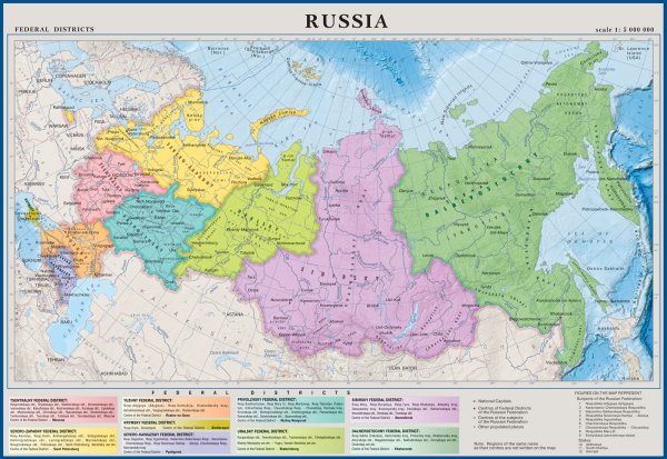 Карта России федеральные округа с городами