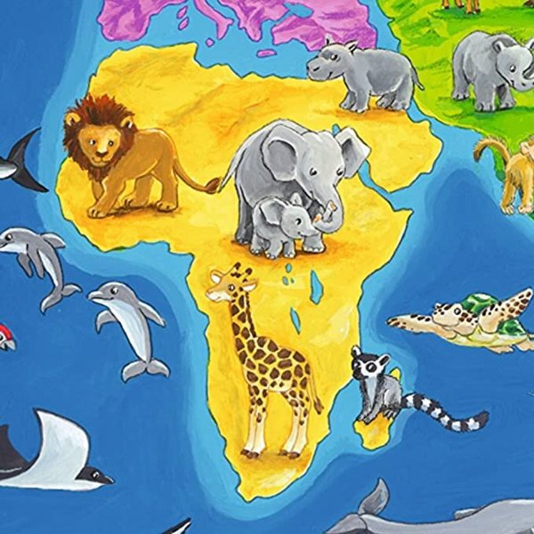 Пазл Ravensburger карта мира с животными