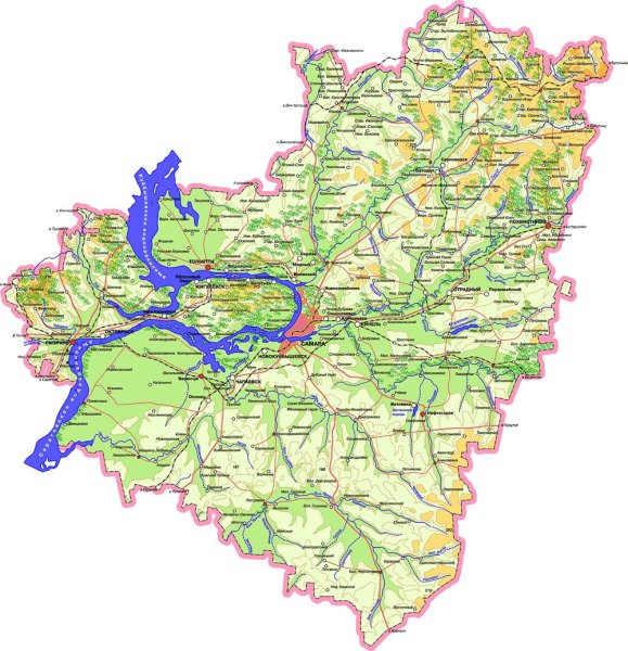 Географическая карта Самарской области