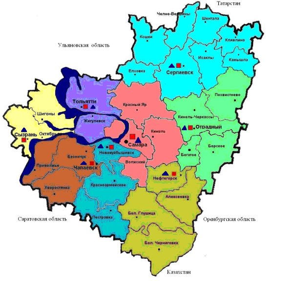 Карта районов Самарской обл
