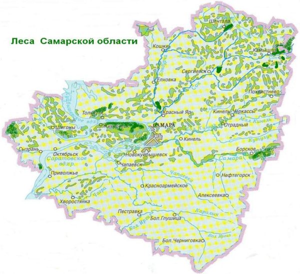 Географическая карта Самарской области