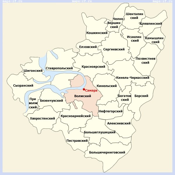 Карта районов Самарской обл