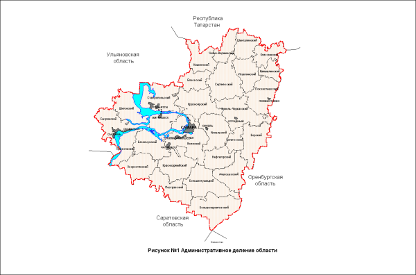 Карта схема Самарской области