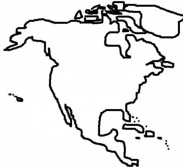 Материк Северная и Южная Америка контур