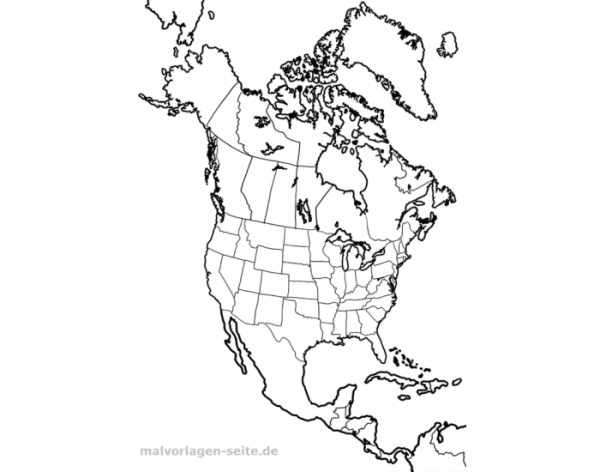 Контурная карта Северной Америки