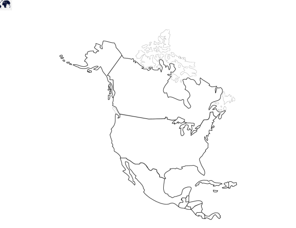 Контурная карта Северной Америки со странами