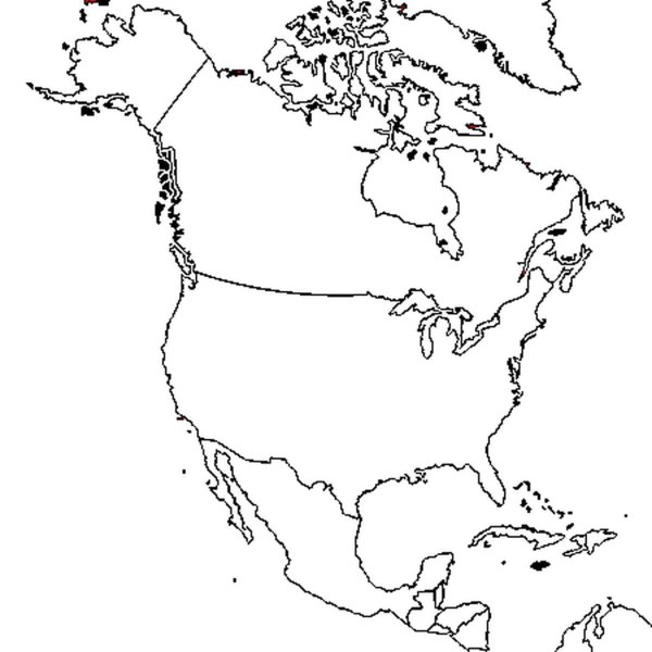 Северная Америка контурная карта черно белая