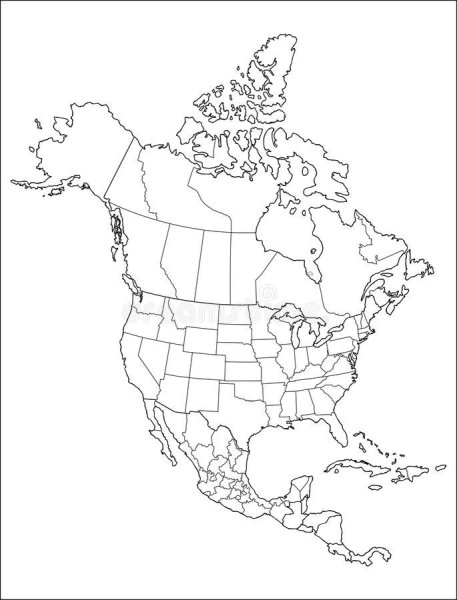 Карта Северной Америки контурная карта