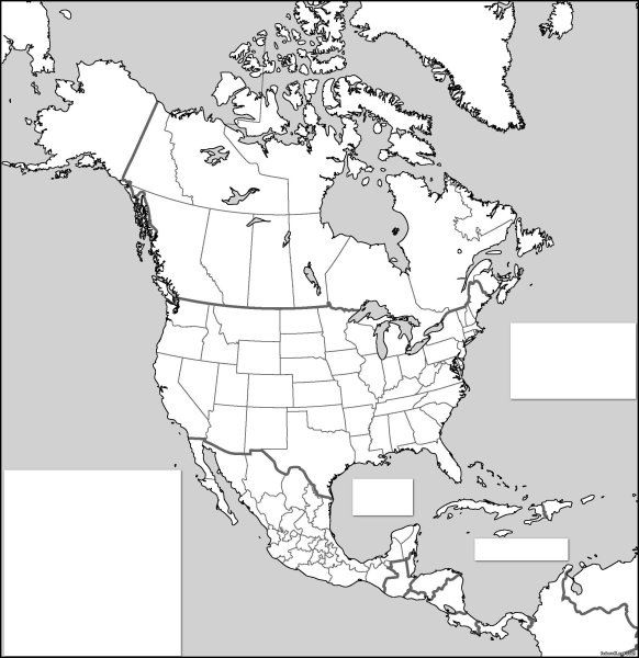 Политическая контурная карта Северной Америки