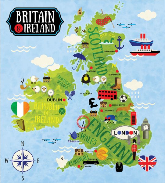 Карта great Britain на английском языке